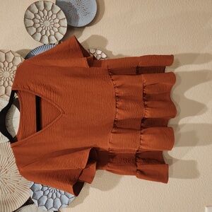 SHEIN women's short sleeve Blouse Size small, Burnt orange